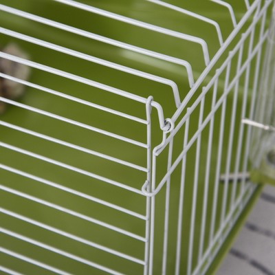 Green Small Animal Cage with Ramp and Platform
