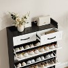 TiramisuBest Wooden Shoe Cabinet for Entryway, White Shoe Storage Cabinet with 3 Flip Doors 20.94x9.45x43.11 inch - 4 of 4