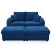 TiramisuBest Loveseat with Ottomans, Corduroy Fabric Modular Sectional Sofa, Comfy Deep Plush Couch with Two Pillows for Living, Bedroom, Blue - 3 of 4
