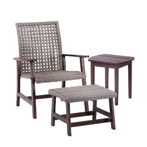 Jiallo Vineyard Collection Conversation set Armchair, Ottoman and End Table - 1 of 4