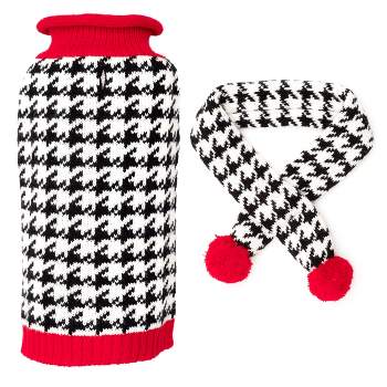 The Worthy Dog Houndstooth Sweater and Scarf Set