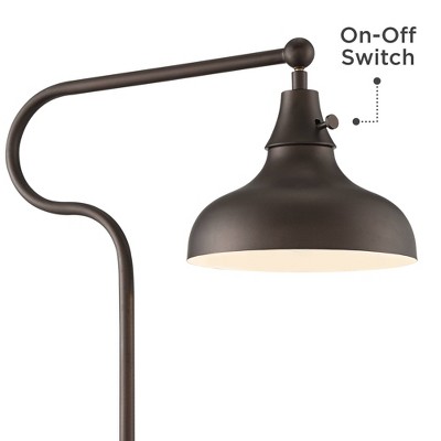 Ferris 57" Bronze Adjustable Pharmacy Floor Lamp with Faux Wood Grain