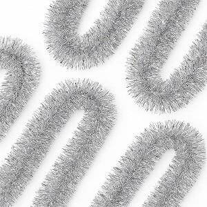 Swtroom 50FT*2 Silver Metallic Twist Shiny Garland Tinsel for Christmas Tree Decorations, Xmas Hanging Decor for Indoor Outdoor Use - 1 of 4