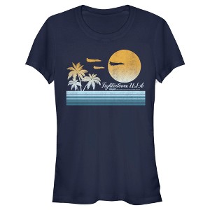 Juniors Womens Top Gun Retro Landscape Fightertown, USA T-Shirt - 1 of 4