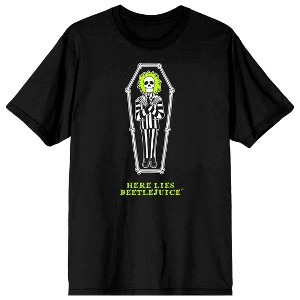 Beetlejuice Here Lies Beetlejuice Men's Black T-shirt - 1 of 2