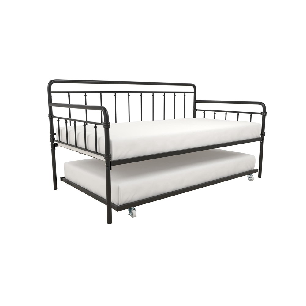 Photos - Bed Frame Twin Waldorf Metal Daybed/Trundle Black - Room & Joy