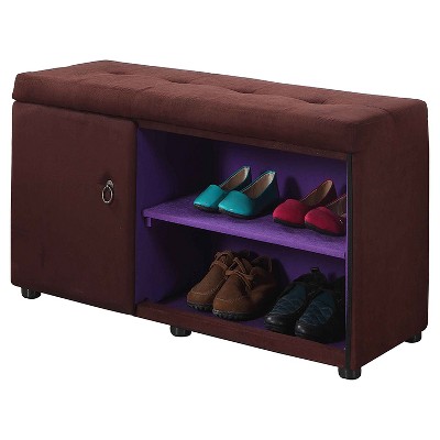 Shoe Storage Ottoman 18" - Brown - Ore International