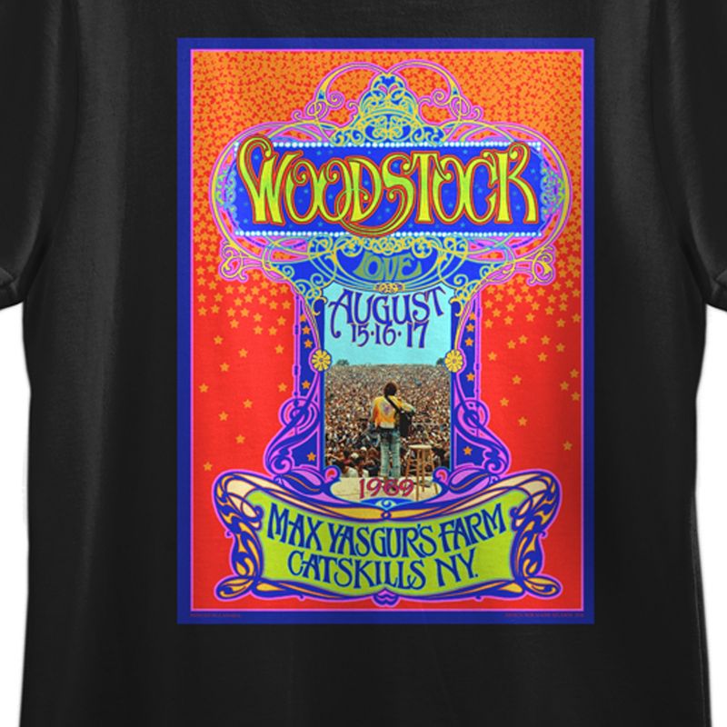 Woodstock Double Sided Poster Art Women's Black Short Sleeve Sleep Shirt, 4 of 5