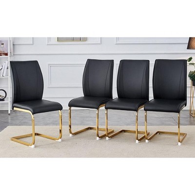 Sapphtopaz Minimalist Dining Chairs, PU Kitchen Chairs with Arched Metal Legs, High Resilience Accent Chairs for Dining Room