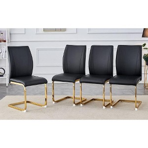 Sapphtopaz Minimalist Dining Chairs, PU Kitchen Chairs with Arched Metal Legs, High Resilience Accent Chairs for Dining Room - 1 of 4