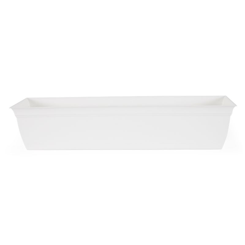 The HC Companies ECW30000A10 Indoor Outdoor 30 Inch Eclipse Series Window Flower Garden Ornamental Planter Box with Removable Attached Saucer, White, 3 of 7