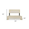 HomeRoots Beige Tufted Velvet Upholstered Queen Bed Frame - 3 of 4
