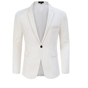 Men's Casual Sport Coat Lightweight Linen Blazer One Button Business Suit Jackets Stylish Daily Suits - 1 of 4