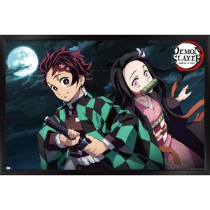 Trends International Demon Slayer - Tanjiro & Nezuko Night Framed Wall Poster Prints - 1 of 4