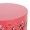 Infurnic Patio End Tables Stylish Modern Side Table with Iron Cut Design Power-Coated Iron Fram Outdoor, Pink, 13.78"*13.78"*17.91" - 4 of 4
