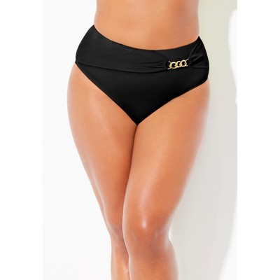 Swimsuits for All Women's Plus Size High Waist Chain Accent Swim Brief
