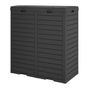 SEVOBAL 62 Gallon Outdoor Trash Can Garbage Can with Lid Waterproof Resin Garbage Patio Waste Bin Garden Backyard Deck, Black, 30.67"*16.26"*33.86" - 1 of 4