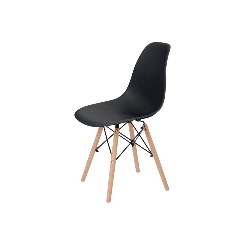 Set of 2 Allan Plastic Dining Chairs with Wooden Legs Black - Teamson Home, 5 of 9