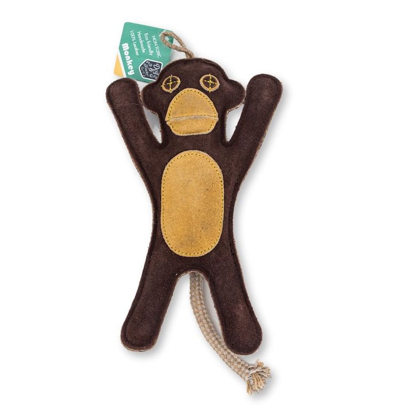American Pet Supplies 11.5-Inch Sustainable Natural Leather Monkey Chew Toy for Dogs, 3 of 4