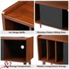 Walnut Record Player Stand with Charging Station and USB Ports, Large Storage Space Holds Up to 300 Albums - 4 of 4
