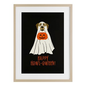 Stupell Industries Happy Howl-oween Ghost Dog Framed Print Under Glass - 1 of 4