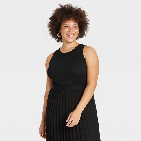 Women's Seamless Slim Fit Tank Top - A New Day™ Black M
