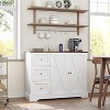 Jojoka Buffet Cabinet with Storage, Farmhouse Coffee Bar Cabinet with 2 Doors and 3 Drawers,White - 2 of 4
