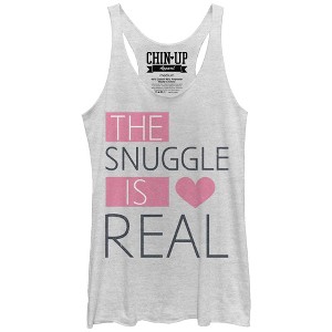 Women's CHIN UP Heart Snuggle is Real Racerback Tank Top - 1 of 3