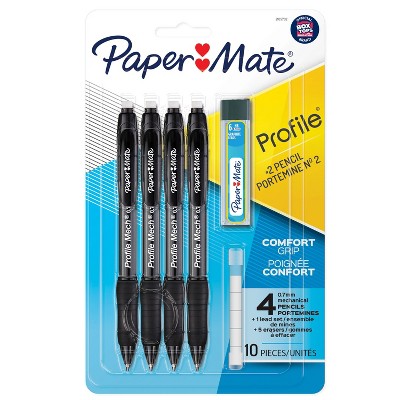 Paper Mate Profile 4pk #2 Mechanical Pencils with Eraser & Refill 0.7mm Black