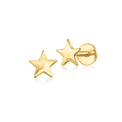 RS Pure by Ross-Simons 14kt Yellow Gold Star Flat-Back Stud Earrings