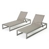 Oversart Outdoor Chaise Lounge Set Of 2 With Adjustable Aluminum Frame And Textilene Mesh Seating In Grey - 2 of 4