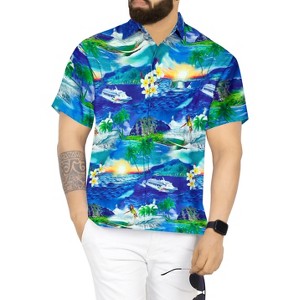 LA LEELA Men's Hawaiian Shirts Short Sleeve Button Down Shirt Mens Summer Shirts Casual Holiday Hawaii Island Shirts for Men Funny - 1 of 4