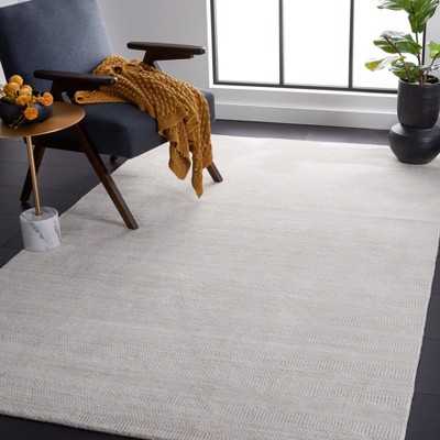 Beige and Ivory Hand Loomed Viscose 4' x 6' Area Rug
