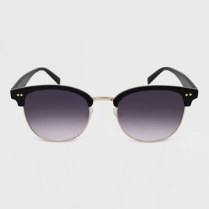 Women's Retro Browline Sunglasses - Wild Fable™ Black: Hinged Temple, Adjustable Nose Pads, UV Protection - 1 of 2