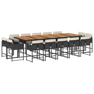 vidaXL Patio Dining Set Set of 14 Black and Cream White - 1 of 4
