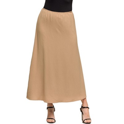 24seven Comfort Apparel Womens Elastic Waist A Line Maxi Skirt