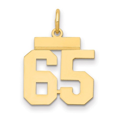 Black Bow Jewelry 14k Yellow Gold, Athletic Collection, Small Polished Number 65 Pendant