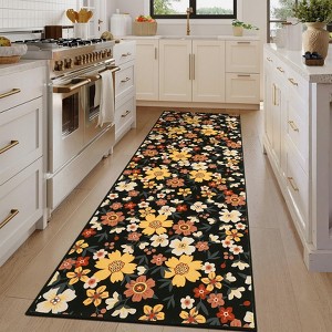 Floral Rug Modern Washable Living Room Rug Non Shedding Stain Resistant Farmhouse Soft Foldable Carpet - 1 of 4