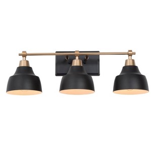 LNC Darren 24.5-in 3-Lights Matte Black and Gold Dome Modern/Contemporary Vanity Lights - 1 of 4