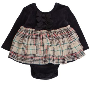 RuffleButts Baby Girls Velour & Tulle Long Sleeve Twirl Romper - 1 of 2