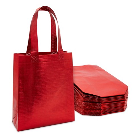 Sparkle And Bash 20 Pack Medium Reusable Tote Bags With Handles Metallic Red Grocery Shopping Bags 10 X 8 In Target