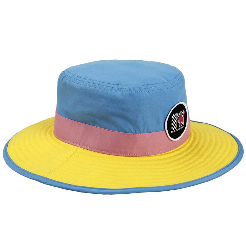MTV 90's Throwback Logo Color Block Wide Brim Boonie Sun Hat With Neck Drape Multicoloured, 5 of 7