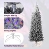 Pre-Lit Snow Flocked Pencil Christmas Tree, Gradient Lights, Foldable Metal Base, Lighted Holiday Decor - 3 of 4