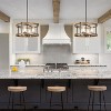 LNC Chet 4-light 18" Modern Farmhouse Small Drum Chandelier, Antique Brown and Matte Black, with 4 Seeded Glass Shade - 4 of 4