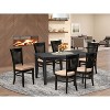 HomeStock 7-Pc Rectangle Black Finish Solid Wood Top Dining Table with 6 Chairs with Slat Back - 2 of 4