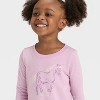 Toddler Girls' Long Sleeve Horse Graphic Shirt - Cat & Jack™ Lavender - 2 of 4