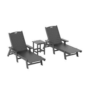 WestinTrends 3 Pieces Set Poly Adirondack Outdoor Chaise Lounges with Side Table - 1 of 4