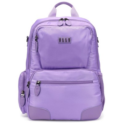 ELLE Luggage 20L Voyage Twill and Vegan Leather Backpack - Lavender — фото 3