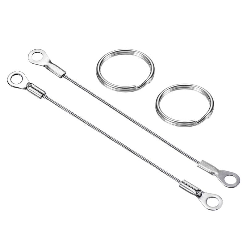 Unique Bargains Stainless Steel Lanyard Cables Eyelets Ended Security Wire Rope with Key Ring, 1 of 7