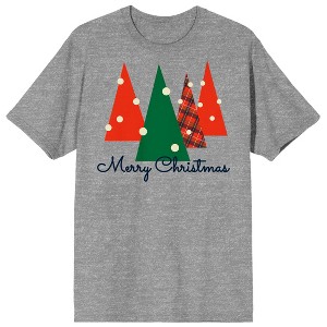 Seasonal Shapes Red & Green Christmas Trees Crew Neck Short Sleeve Athletic Heather Adult T-shirt - 1 of 3